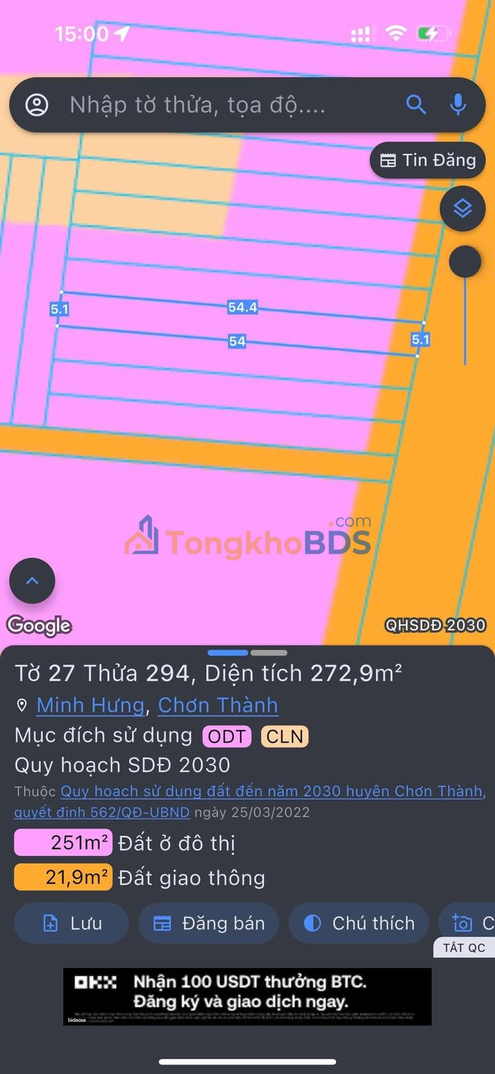 Đất DH05 Minh Hưng 285m² 840 triệu - Sổ đỏ chính chủ