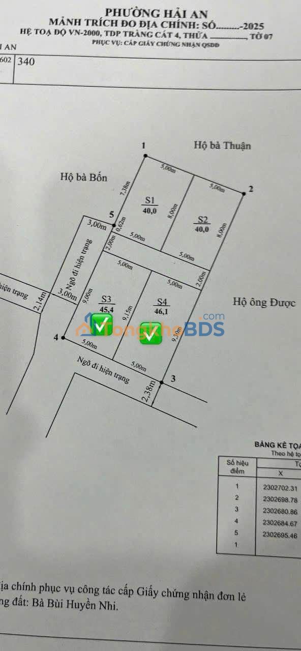 Đất nền Hải An ngõ 200 Thành Tô 45m² 1 tỷ - Sổ đỏ chính chủ