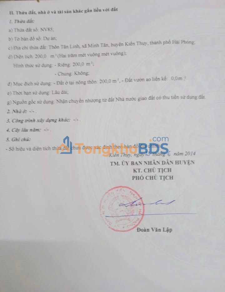 Đất nền Kiến Thụy 200m² giá 6 tỷ - Sổ đỏ chính chủ