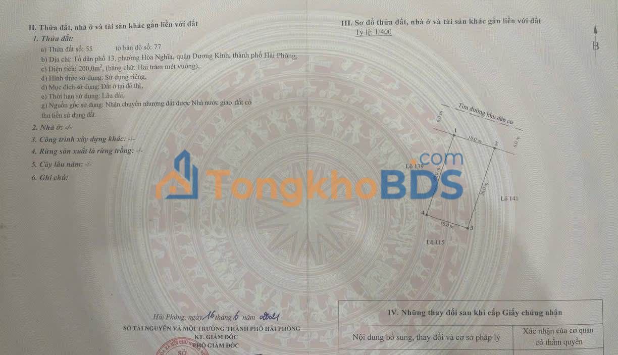 Đất TĐC Hòa Nghĩa Dương Kinh 200m² 4-5.8 tỷ - Sổ đỏ chính chủ