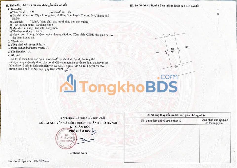 Đất nền Phú Nghĩa Chương Mỹ 70m² 2 tỷ - Sổ đỏ sẵn