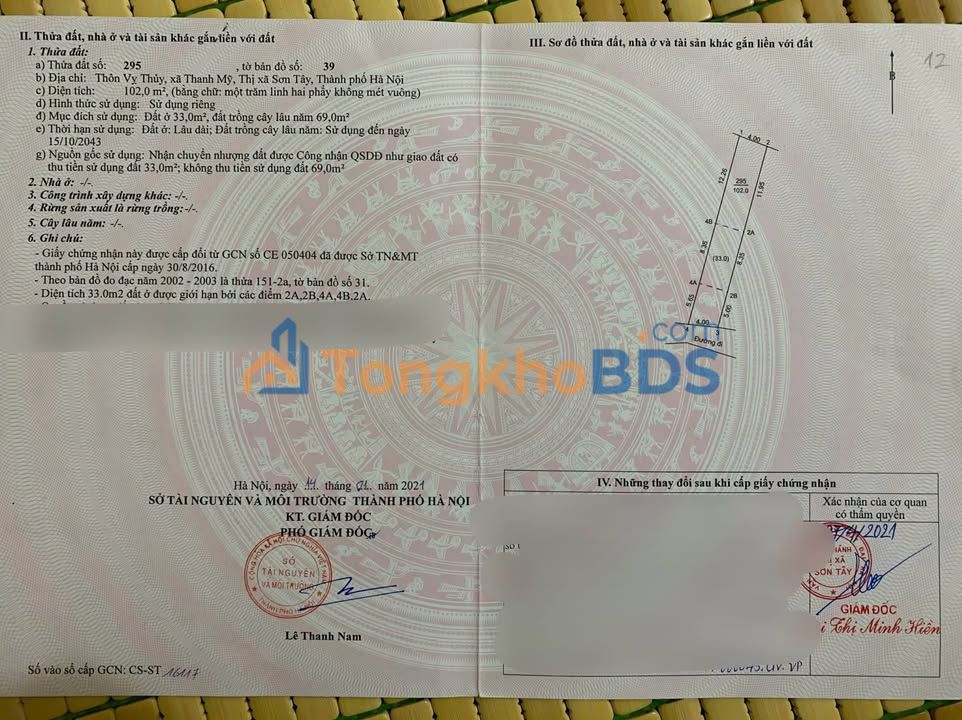 Đất nền Phường Thanh Trì Hoàng Mai 102m² 1 tỷ - Sổ đỏ chính chủ