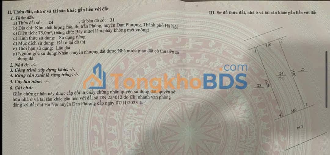 Đất nền Phùng Đan Phượng 75m² 675 triệu - Sổ đỏ sẵn