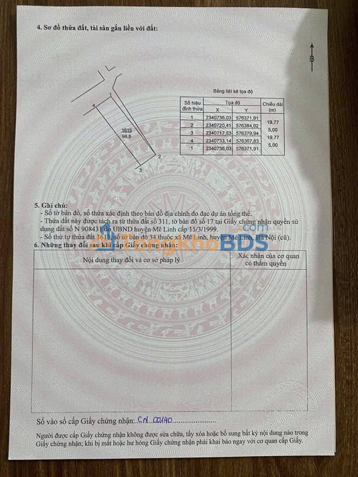 Đất nền Hạ Lôi Mê Linh 98m² giá 3 tỷ - Sổ đỏ chính chủ