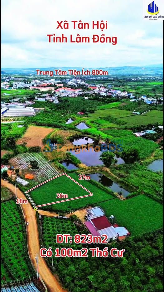 Đất nền Tân Châu Di Linh 823m² 2.5 tỷ - Sổ đỏ view hồ