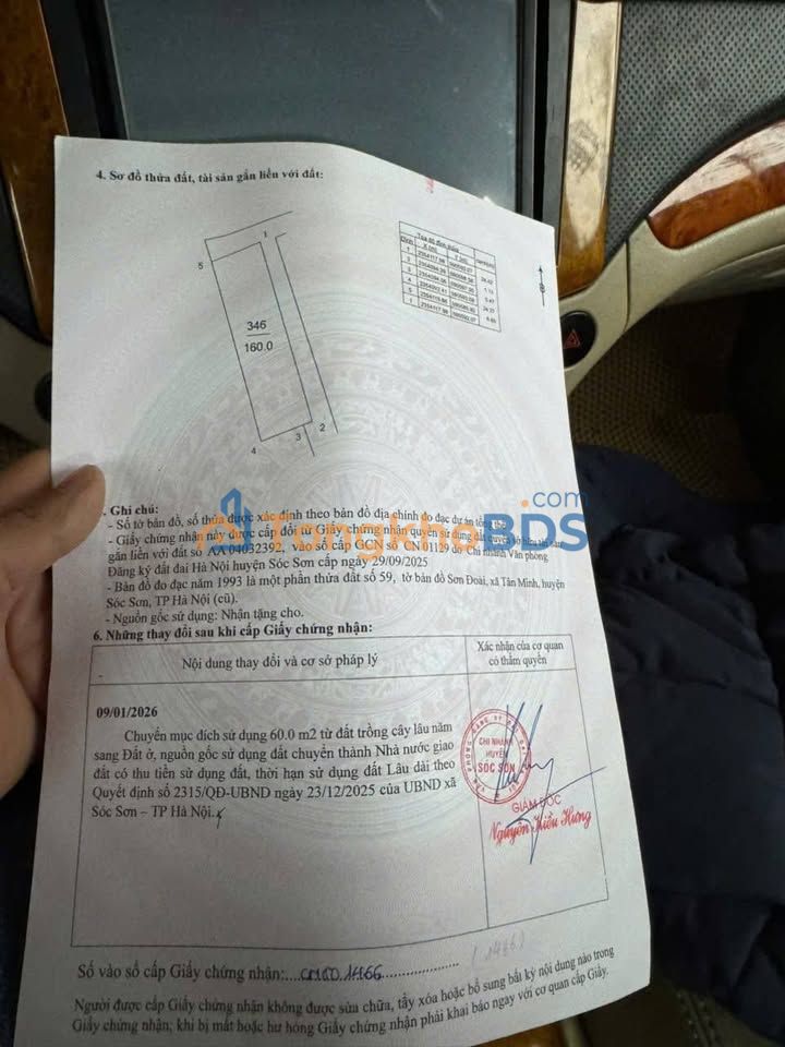 Đất Tân Minh Sóc Sơn 160m² full đất ở - Thổ cư 100%