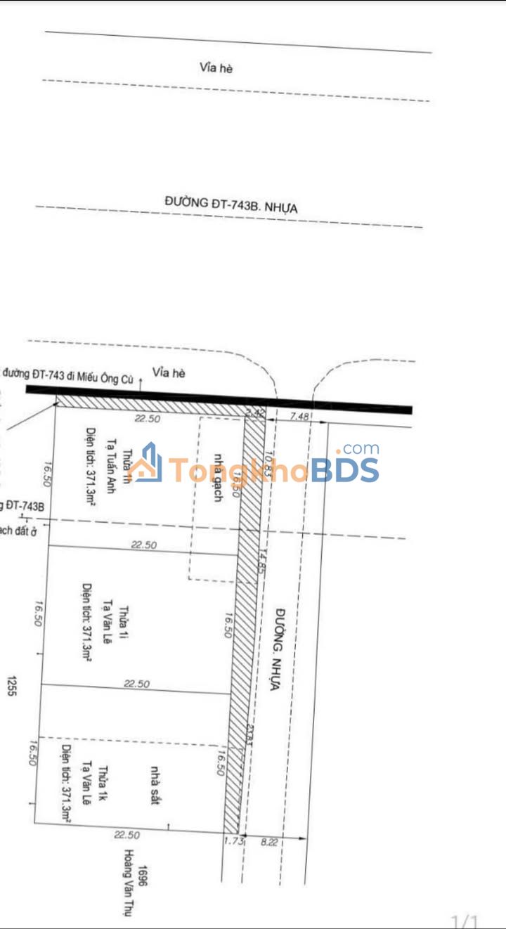 Đất nền Dĩ An DT743 1150m² 3 tỷ - Đường to ô tô