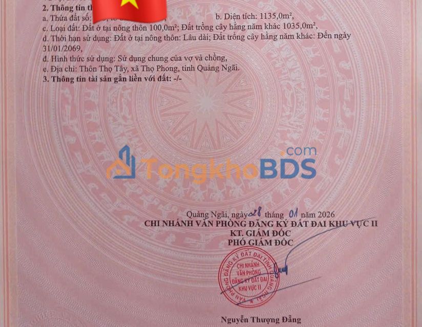 Đất Vườn 1100m² Vườn Tịnh Thọ, Quảng Ngãi - Giá 7xx Triệu