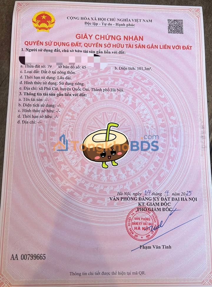 Đất nền Thôn 7 Phú Cát - Hòa Lạc 100m² giá thỏa thuận - Sổ đỏ chính chủ sẵn sàng sang tên