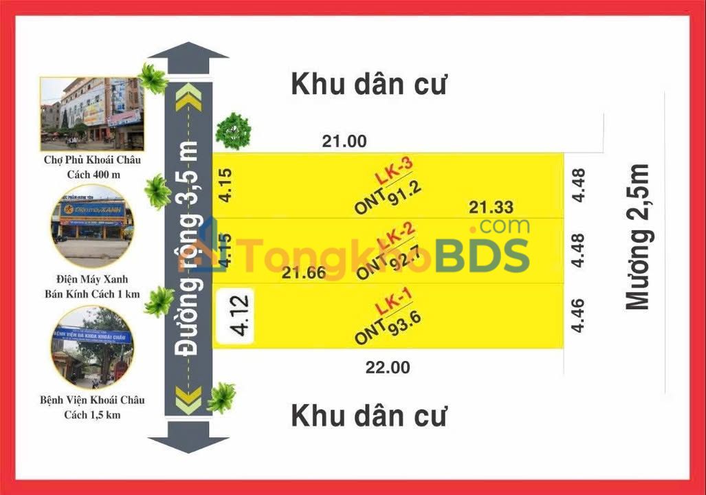 Đất nền Khoái Châu 93m² 1.86 tỷ - Sổ đỏ chính chủ