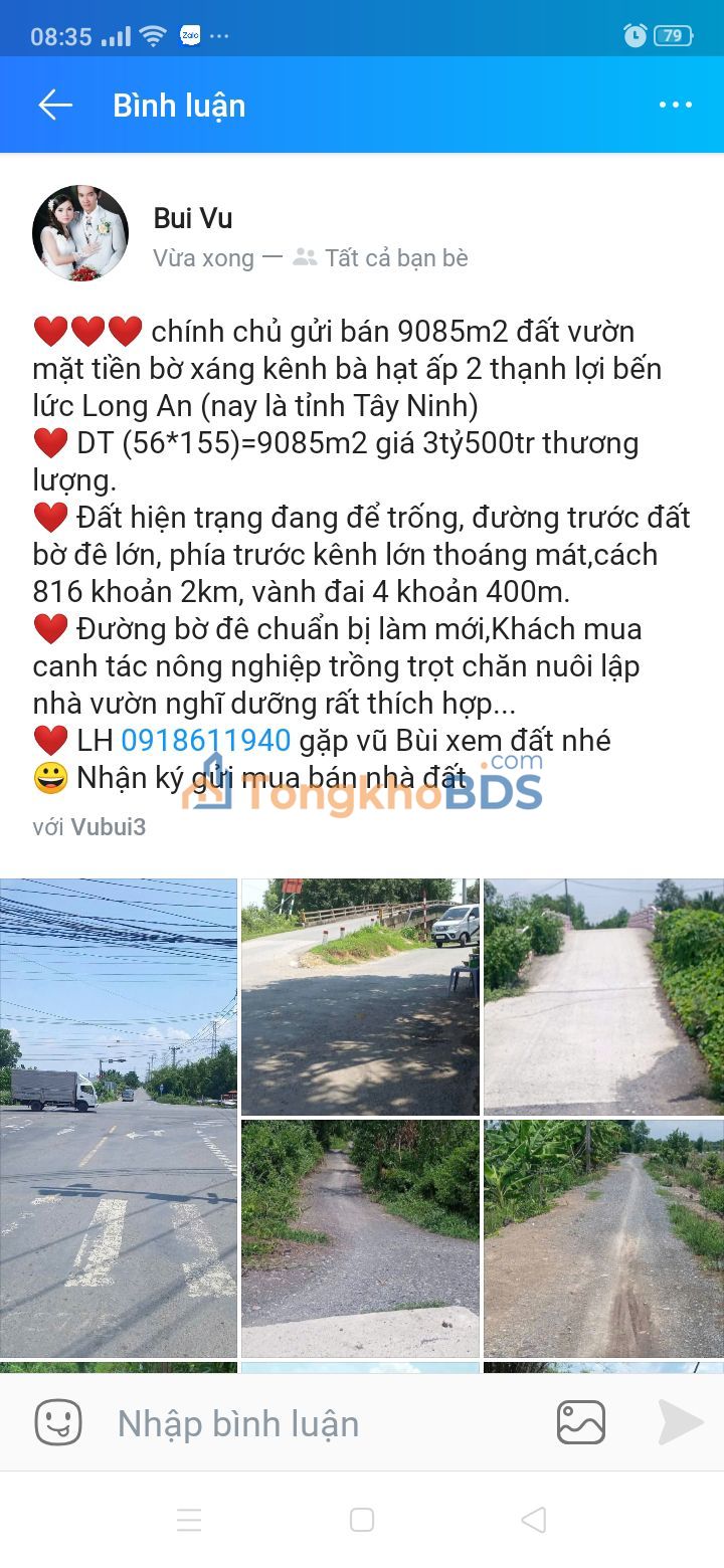 Bán Gấp Đất Vườn 9085m² Mặt Tiền Kênh Bà Hạt, Bến Lức - Giá Tốt