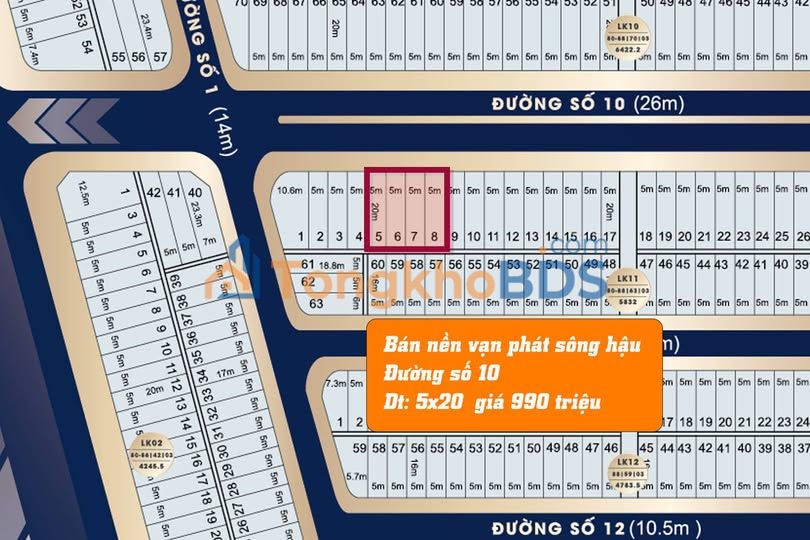 Đất nền Vạn Phát Sông Hậu 100m2 990 triệu - Sổ đỏ chính chủ