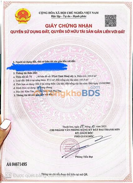 Đất nền Thanh Sơn, Phú Thọ 233.4m² sổ đỏ chính chủ - Đầu tư sinh lời