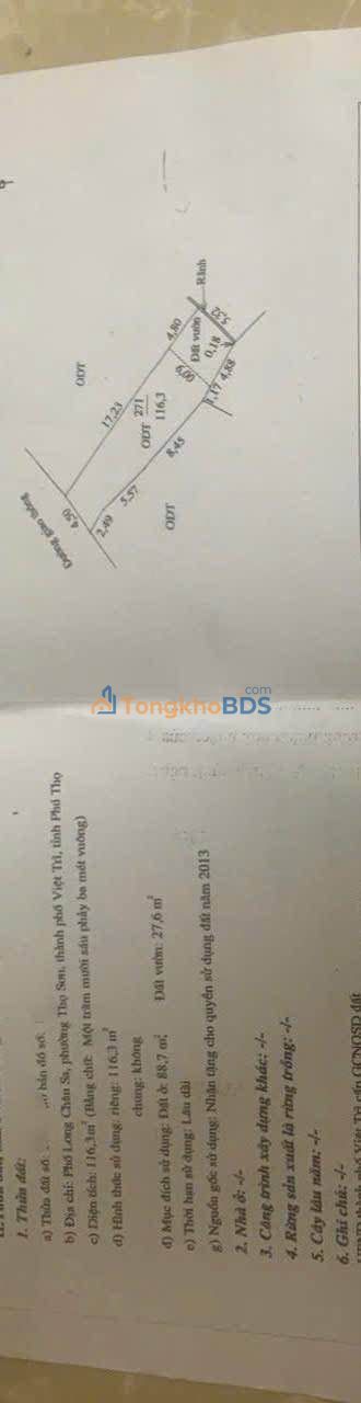 Đất Long Châu Sa Việt Trì 116m² 4 tỷ - Sổ đỏ chính chủ