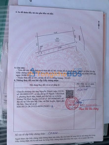 Đất nền Hòa Phú 111m² 1.11 tỷ - Sổ đỏ chính chủ