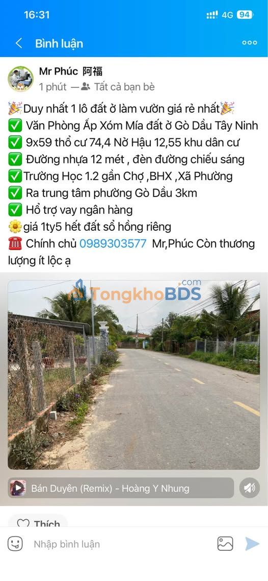 Đất Vườn Gò Dầu Tây Ninh 744m² - Sổ Hồng Riêng, Giá Tốt