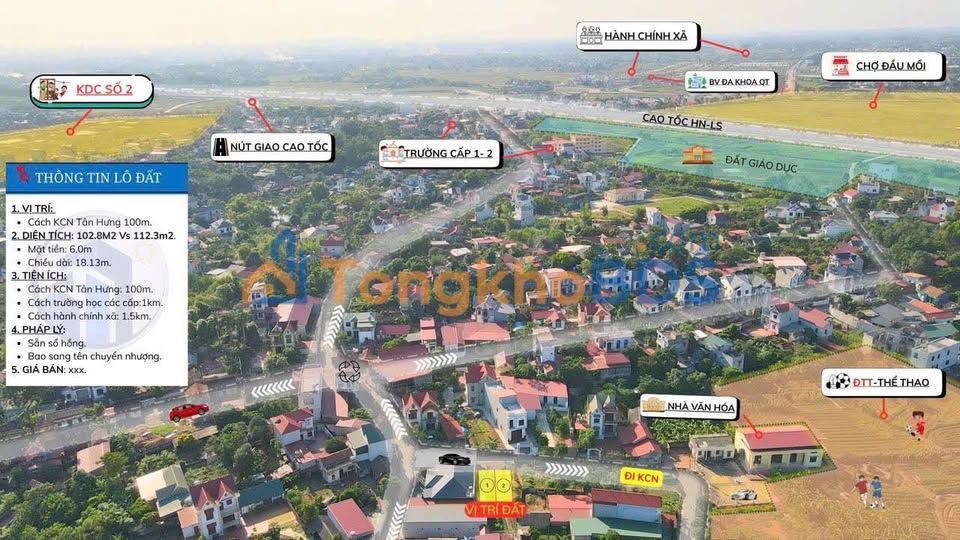 Đất Nền Mặt Tiền Trục Chính KCN Tân Hưng - Lạng Giang: 200m², Giá Tốt Đầu Tư