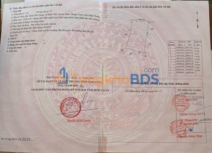 Bán Đất Nền Hàm Mỹ 1255m² Sổ Đỏ - 500 Triệu Gần Ngã 2