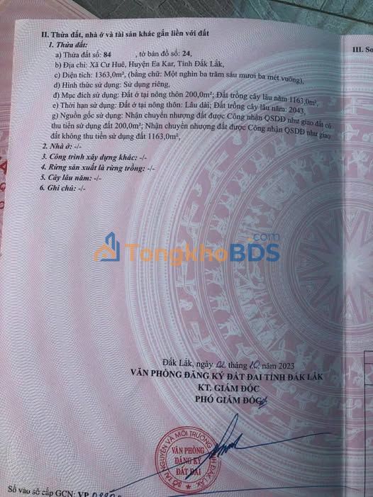 Đất nền Cư Huê Ea Kar 392m² 35 triệu/m ngang - Sổ đỏ chính chủ