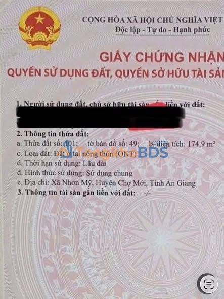 Đất nền Nhơn Mỹ 209m² 800 triệu - Sổ đỏ chính chủ