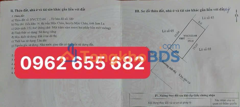 Đất nền Mộc Châu 125m² full thổ cư - Mặt tiền QL6