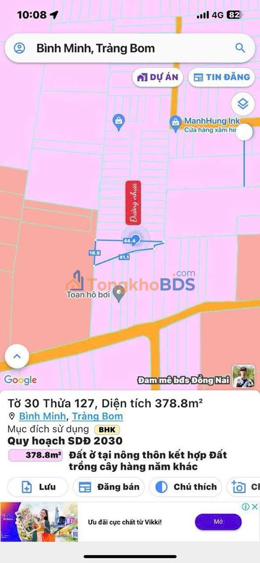 Đất Nền Trảng Bom 378m² Sổ Riêng - Giá Đầu Tư 1.5 Tỷ