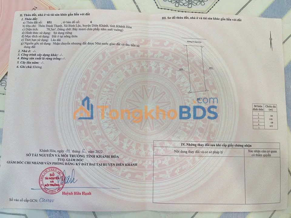 Đất nền Diên Khánh 79,5m² giá 520 triệu - Sổ đỏ chính chủ