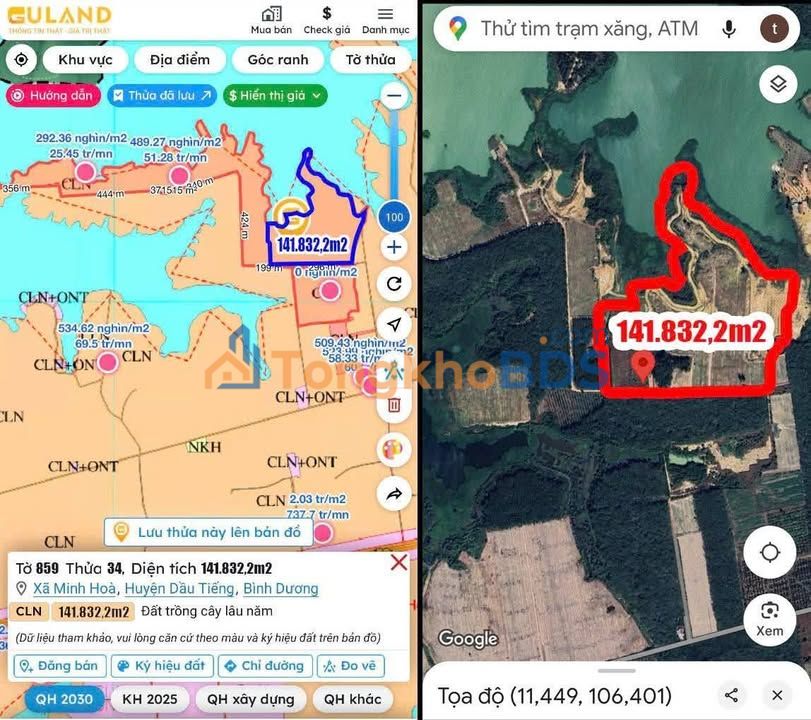 Đất nền Minh Hòa Dầu Tiếng 141.832m² 50 tỷ - Tiềm năng tăng giá