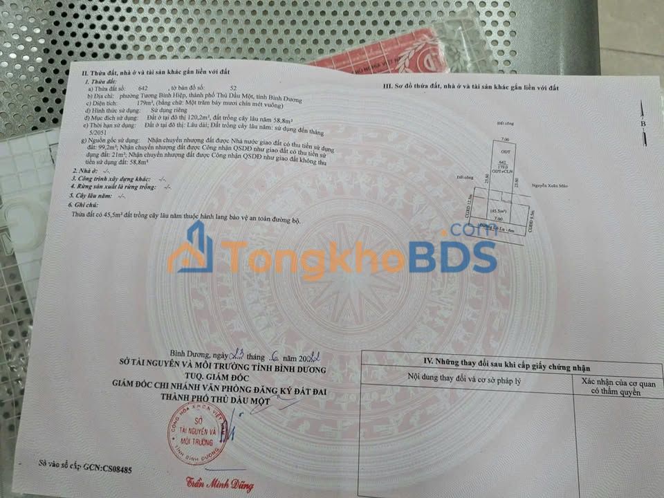 Đất nền Tương Bình Hiệp TP Thủ Dầu Một 179m² giá 3 tỷ - Đường to ô tô