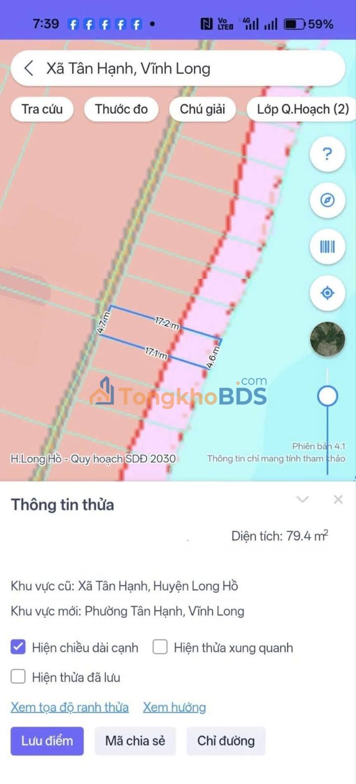 Đất thổ cư Vĩnh Long 79m² - Giá 320 triệu - Gần Chợ Cầu Đôi