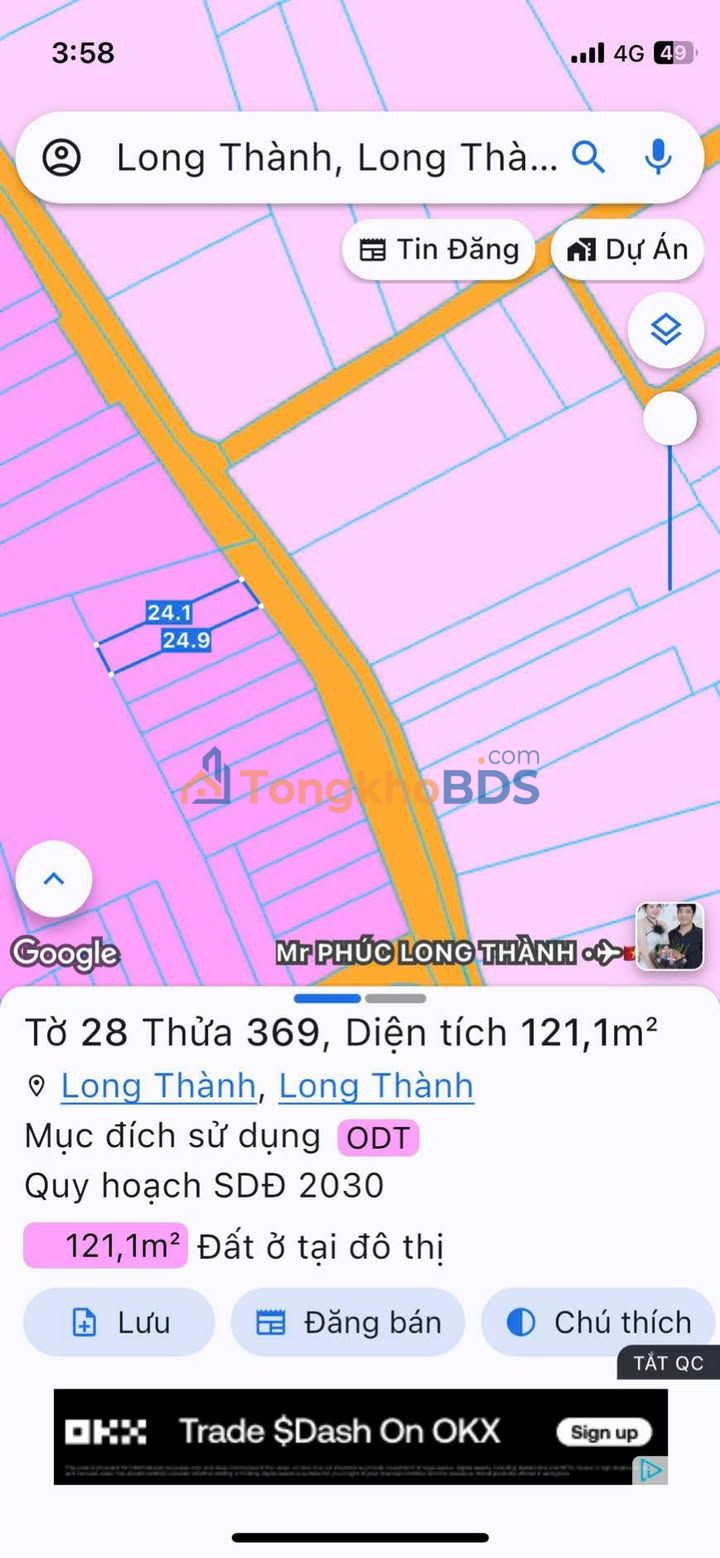 Đất nền Long Thành 125m² mặt tiền đường nhựa, gần sân bay – Sổ hồng thổ cư đủ