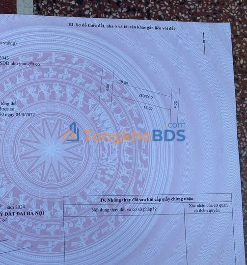 Đất nền Văn Võ Chương Mỹ 74m² - Sổ đỏ chính chủ