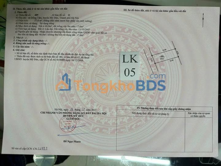 Đất nền Chương Mỹ 57.6m² - Giá chỉ hơn 500 triệu, cơ hội đầu tư vàng!