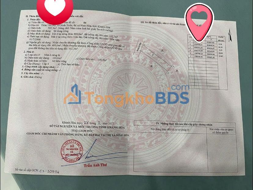 Đất nền Ninh Xuân Ninh Hòa 502m² 0.9 tỷ - Sổ đỏ chính chủ