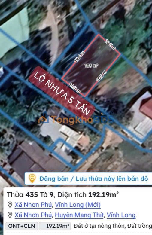 Đất Vĩnh Long 192m² Mặt Tiền Lộ Nhựa - Giá Sốc 5xx Triệu