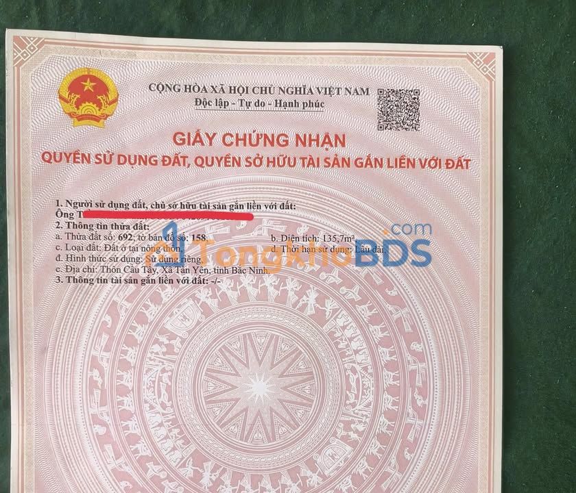 Đất nền Việt Yên Bắc Giang 135m² - Sổ đỏ chính chủ