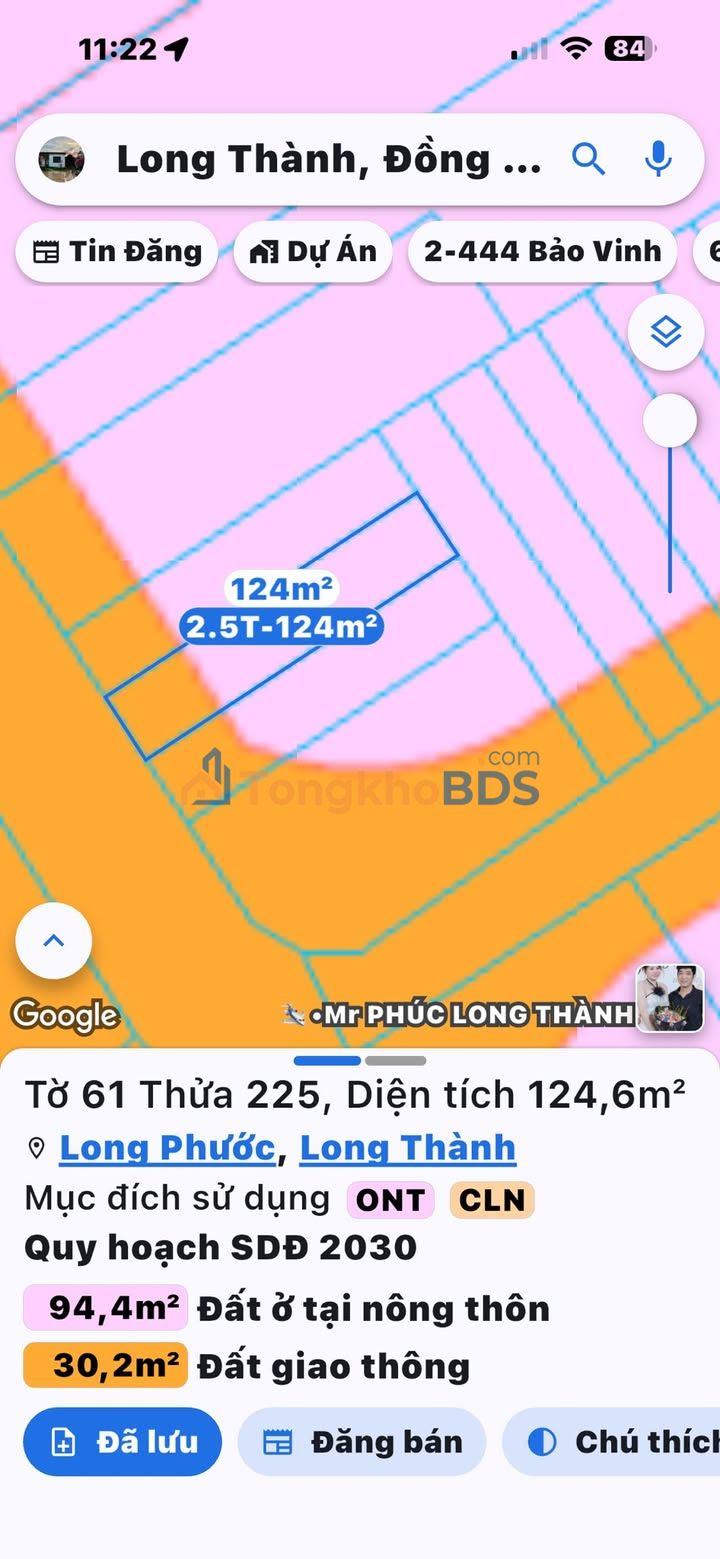 Đất Long Phước 125m² giá 2.2 tỷ - Đất thổ cư 100%