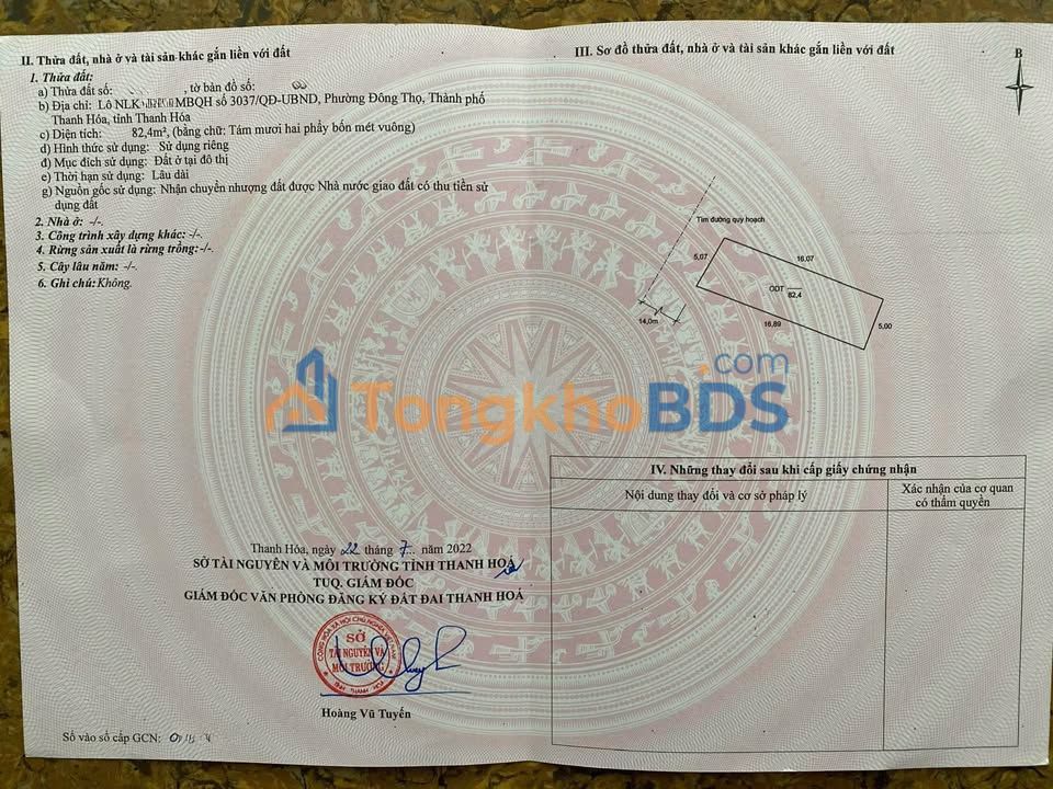 Đất nền P. Nam Ngạn Thanh Hóa 82m² 5 tỷ - Tiềm năng tăng giá