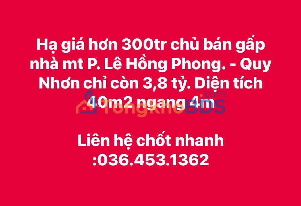 Nhà mặt tiền Lê Hồng Phong 40m² 3.8 tỷ - Mặt tiền kinh doanh