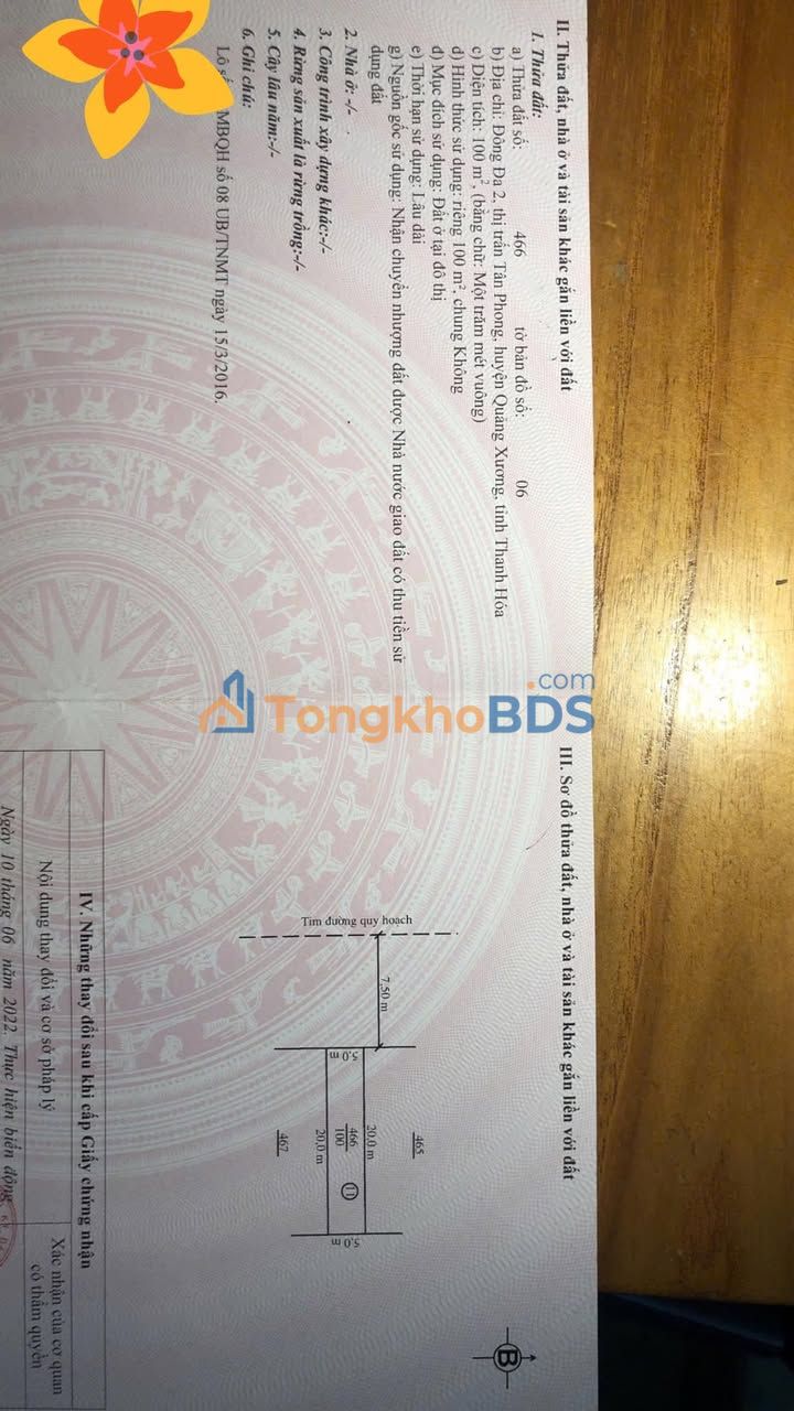 Đất nền Quảng Ngọc Quảng Xương 100m² 900 triệu - Sổ đỏ chính chủ