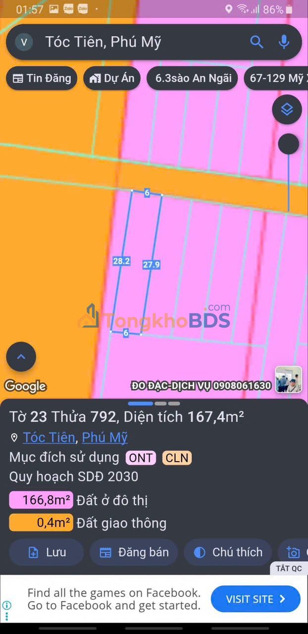 Đất nền Tóc Tiên Phú Mỹ 140m² 900 triệu - Sổ đỏ chính chủ