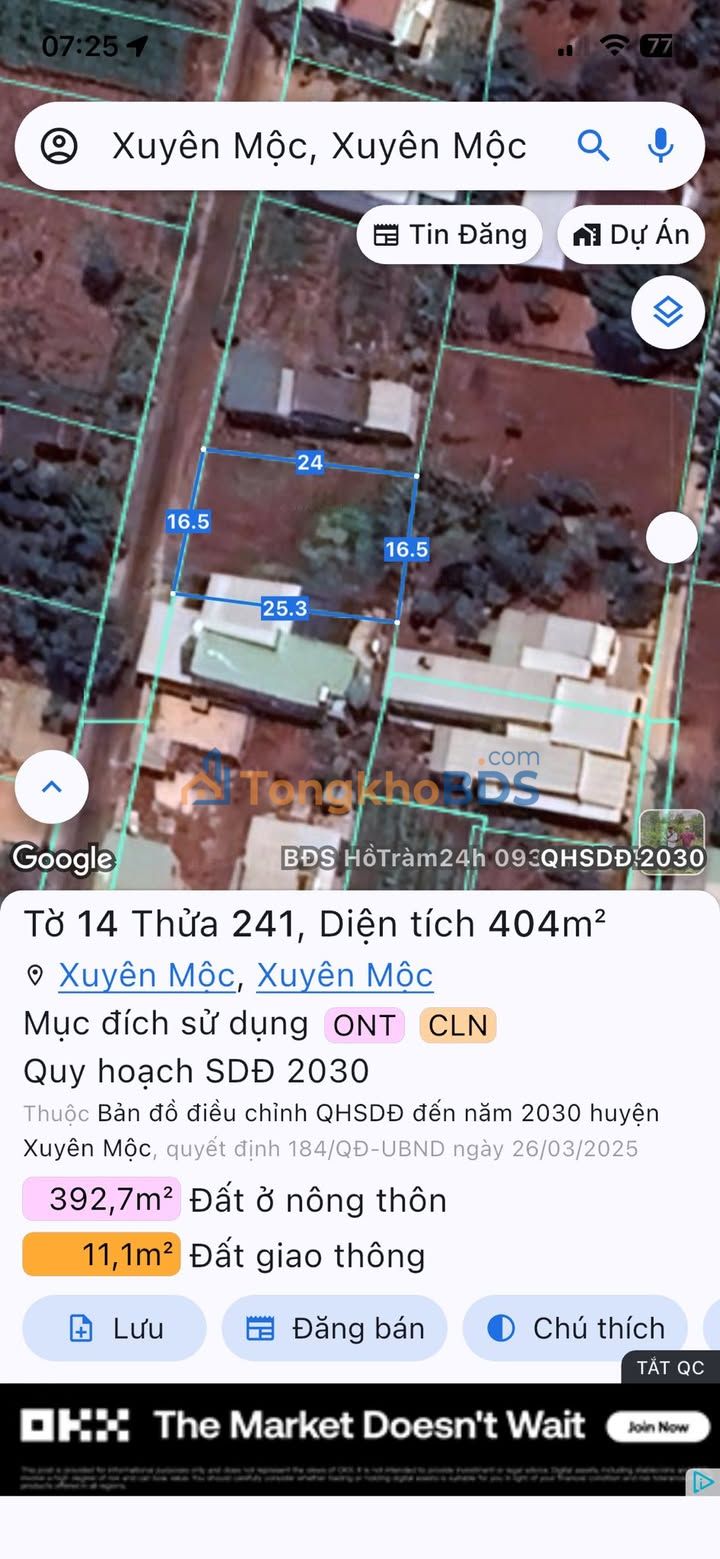 Đất Vàng Xuyên Mộc, Bà Rịa - Vũng Tàu: 396m² Sổ Đỏ, Giá Chỉ 1.x Tỷ