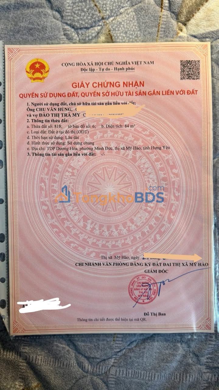 Đất nền Mỹ Hào 84m² 2 tỷ - Ô tô vào tận nơi