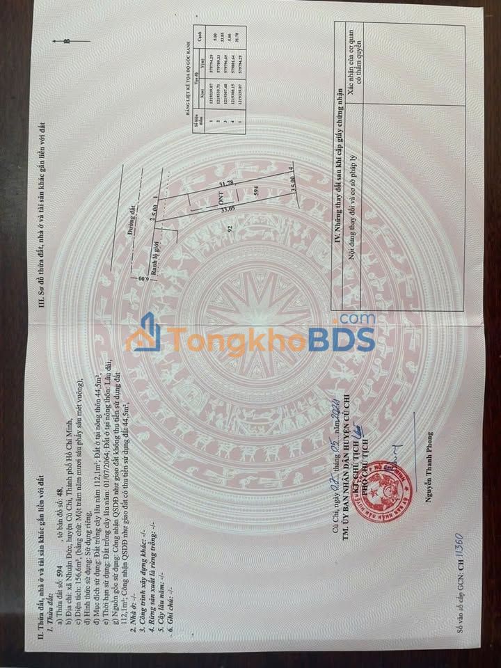 Đất nền Nhuận Đức Củ Chi 165m² 1,3 tỷ - Thổ cư 100%