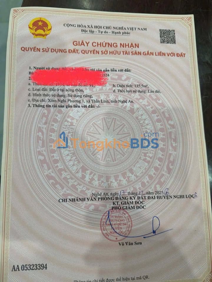 Đất Nghi Hưng Nghi Lộc 135m2 1.3 tỷ - Xây dựng tự do