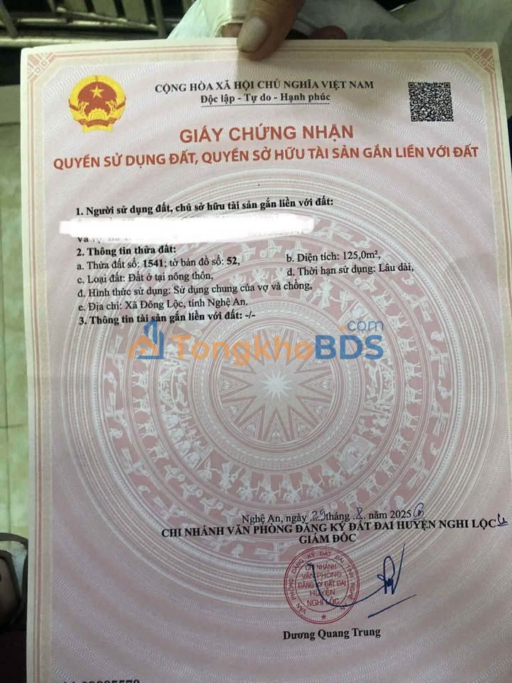 Đất nền Nghi Trường 125m² giá 1.8 tỷ - Sổ đỏ chính chủ