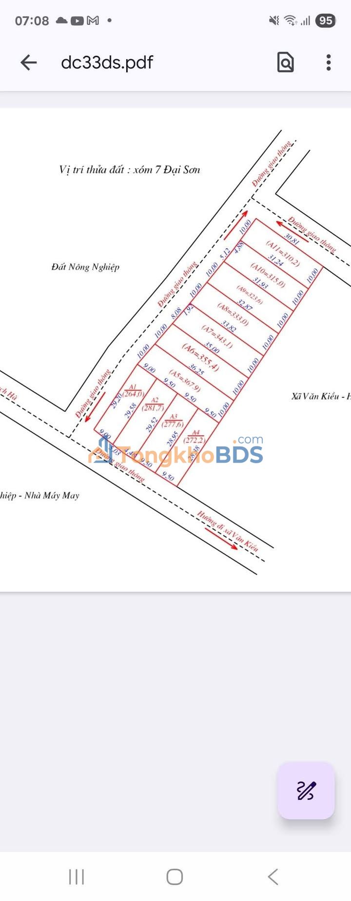 Đất nền Đại Sơn Đô Lương 281m² 8xx triệu - Sổ đỏ chính chủ