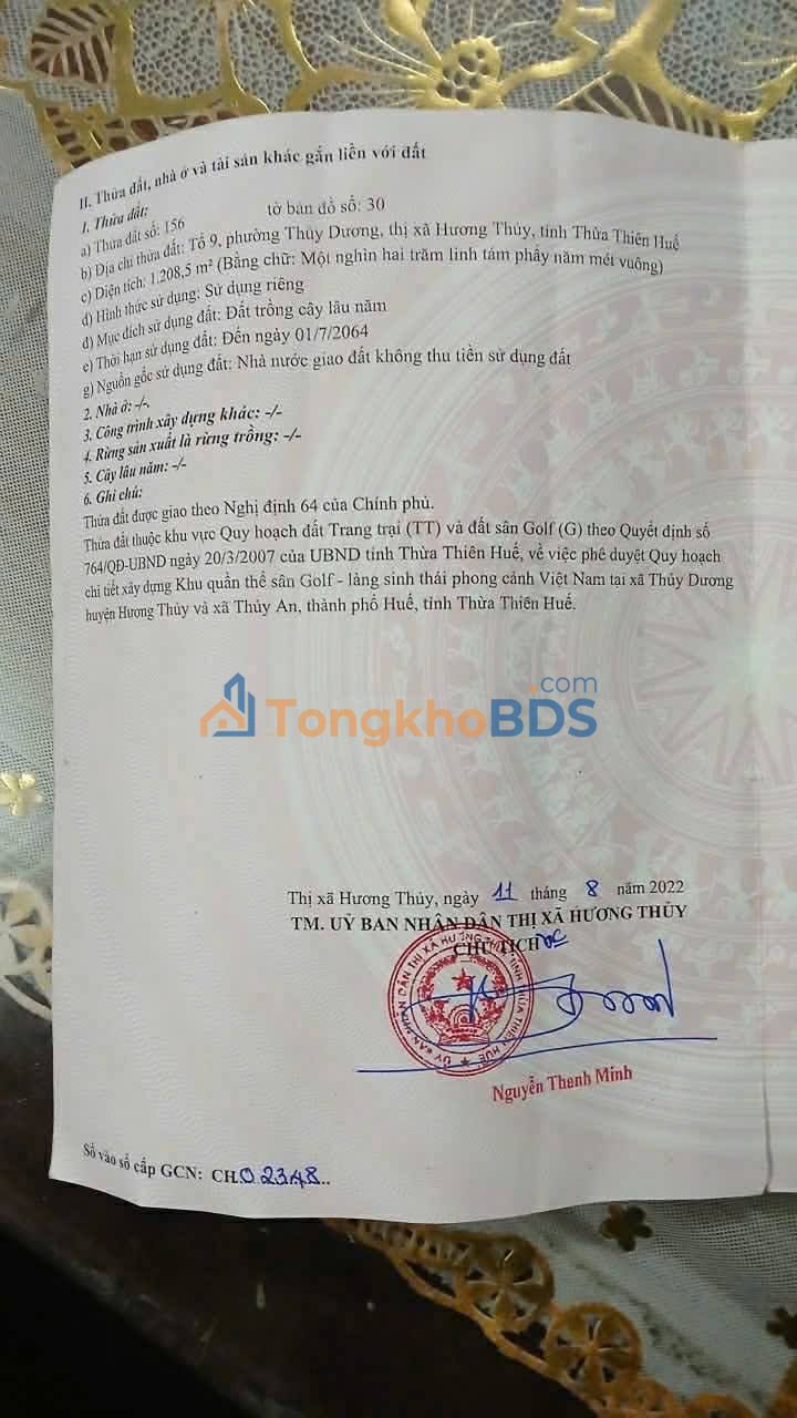 Đất Trưng Nữ Vương Huế 1200m² 1,32 tỷ - Sổ đỏ chính chủ