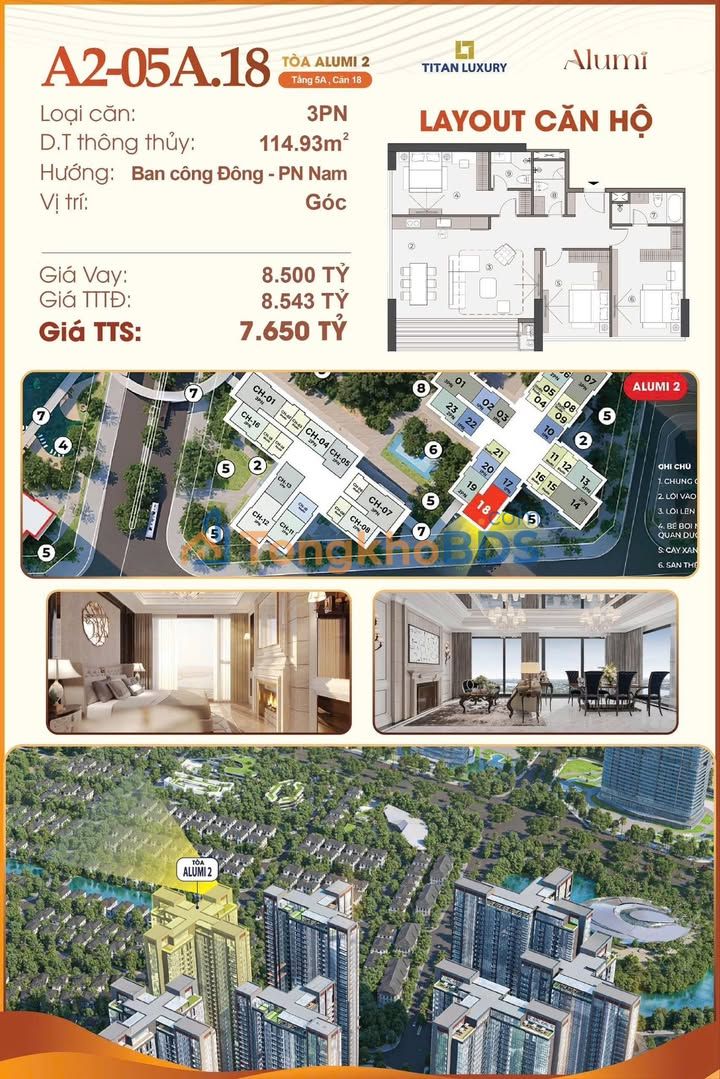 Chung Cư Alluvia City Long Biên 115m² - Tầm Nhìn Panorama, Giá Ưu Đãi 7.65 Tỷ