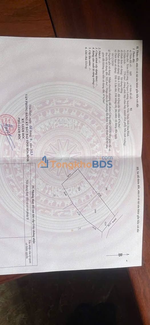 Bán đất Xóm Hổ Long, Yên Thủy 780m² - Sổ đỏ 300m² thổ cư, giá 1 tỷ